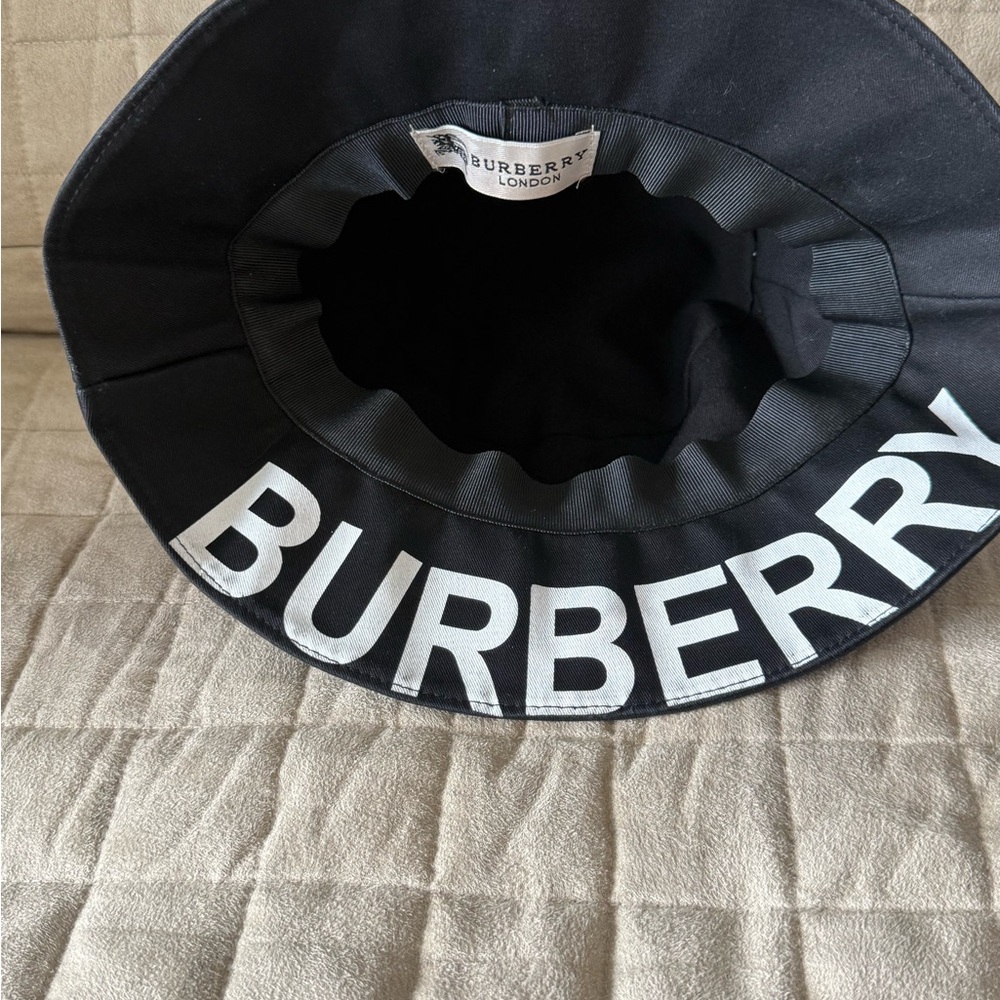 Burberry Black and White Logo Bucket Hat
